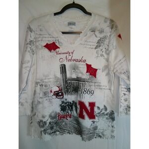 P Michael University of Nebraska Cornhuskers Womens Long Sleeve Shirt XL Graphic